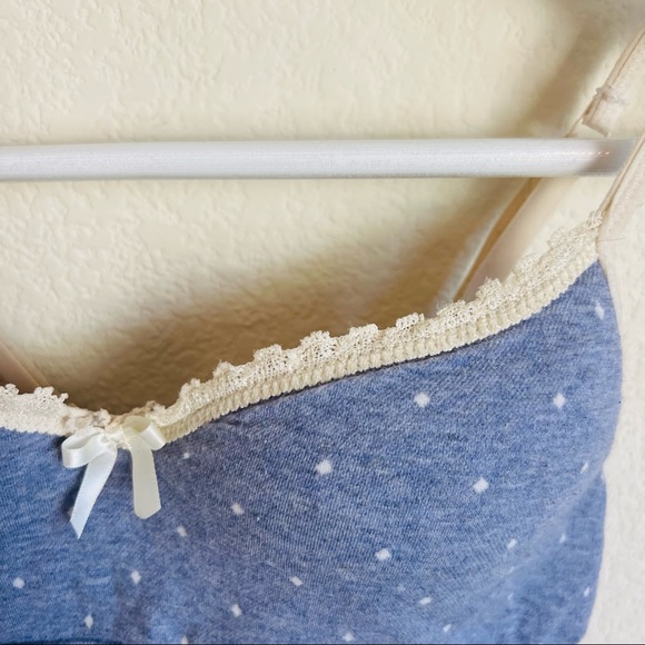 Forever 21 Heathered Blue & Cream Lace Polka Dot Wireless Bra - Picture 3 of 9
